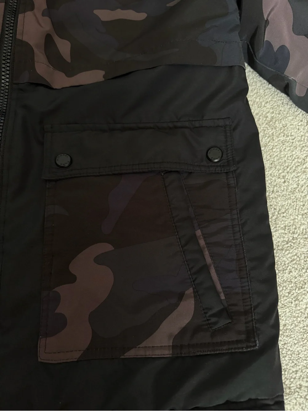 Michael Kors Black Quilted Puffer Jacket with Sherpa Trim